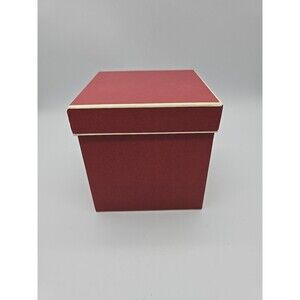Vintage Red Cube Lidded Gift Box Stiped Inside